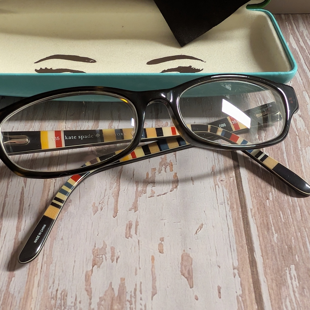Kate Spade Twyla Black Eyeglasses with Striped Arms